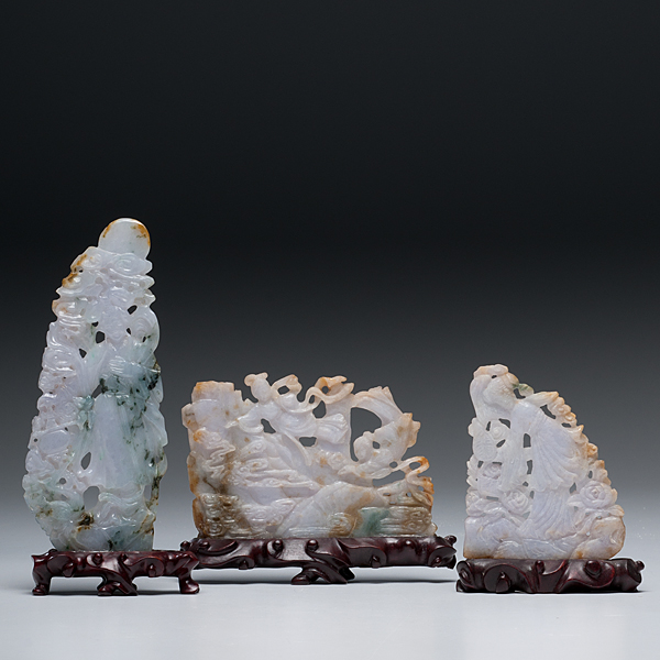 Chinese Lavender Jade Plaques Chinese