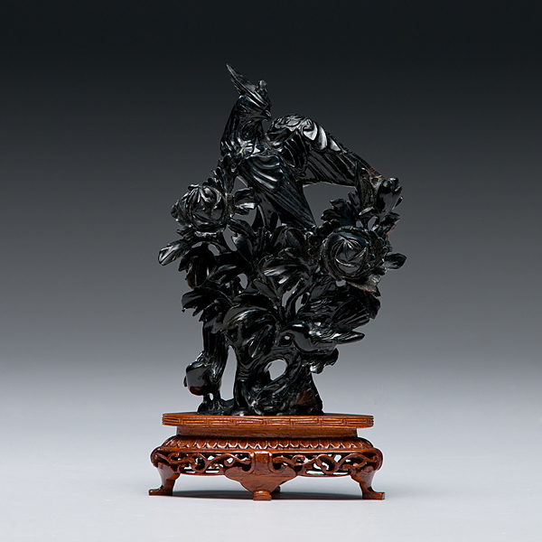 Chinese Black Jade Carving of a Phoenix