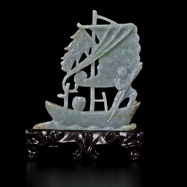 Chinese Jadeite Ship Carving Chinese