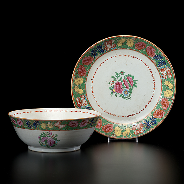 Chinese Export Punchbowl and Plate 15de2b