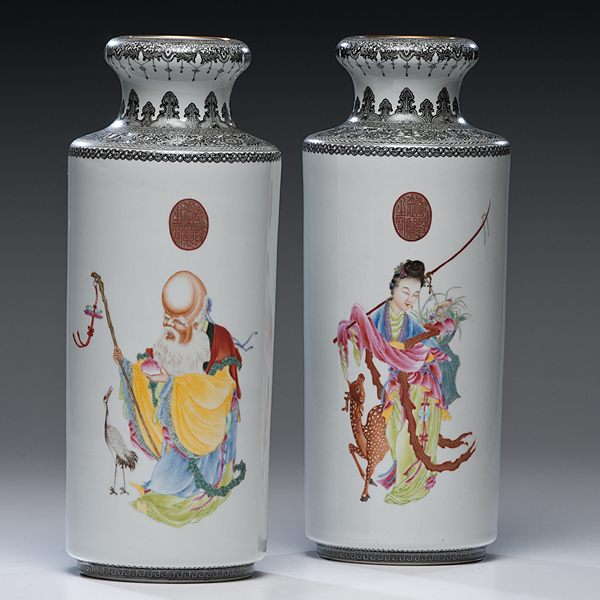 Chinese Rouleau Vases Chinese  15de6b