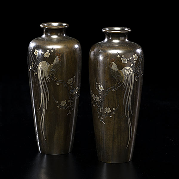 Japanese Meiji Period Bronze Vases 15dec7