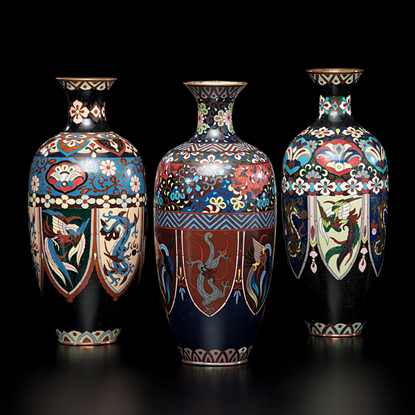 Japanese Cloisonne Dragon Vases