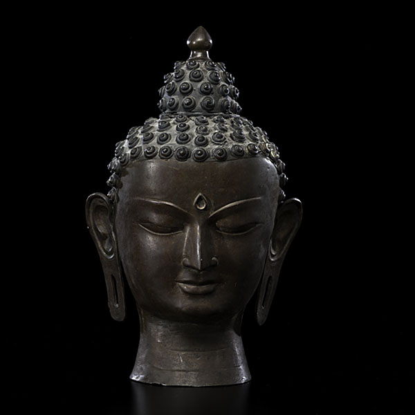 Bronze Buddha Head Asian 20th century.  A