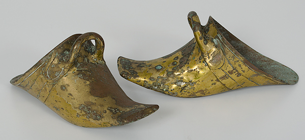 Chinese Brass Shoe-Form Stirrups