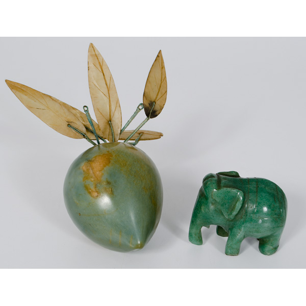 Jade Elephant and Fruit 20th century  15defc