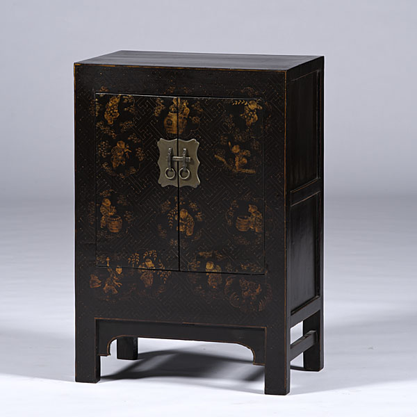 Chinese Black Lacquered Chest Chinese.
