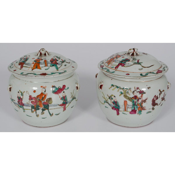 Chinese Covered Jars Chinese.  Two