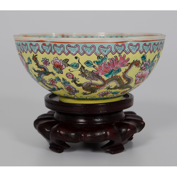 Chinese Famille Rose Dragon Bowl Chinese. 