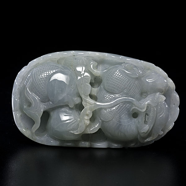 Chinese Jadeite Lotus and Fish Carving