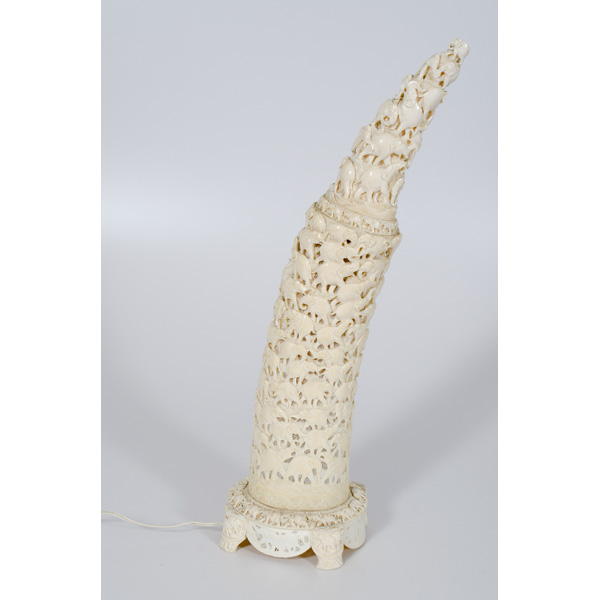 Indian Carved Ivory Tusk Lamp India  15dfa2