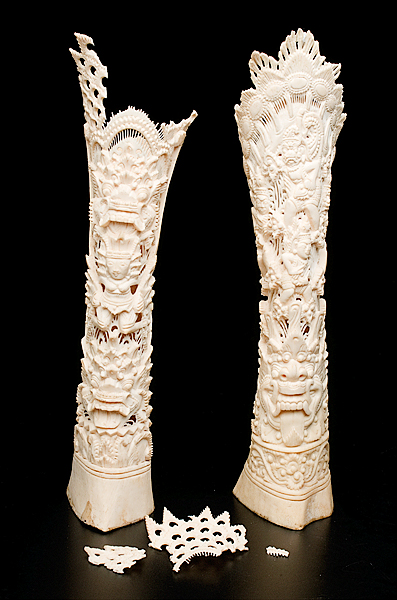 Chinese Bone Carvings Chinese. A pair