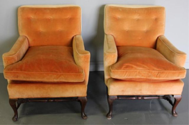 Pair of Upholstered Queen Anne 15e006