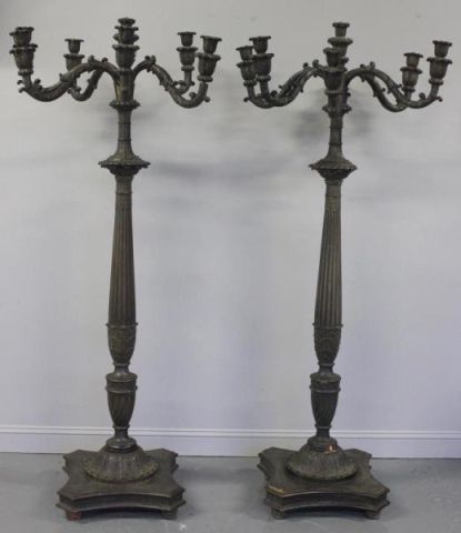 Pair of Large Carved Mahogany Candlebra Magnificent 15e009