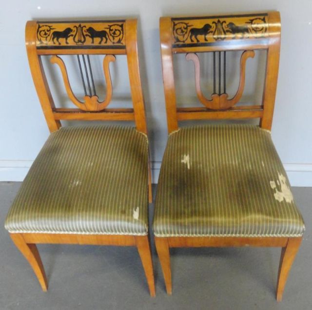 Pair of Biedermeier Side Chairs With 15e03e