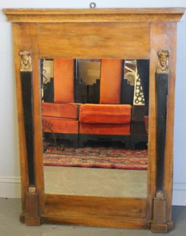 Antique Continental Fruitwood Mirror 15e054