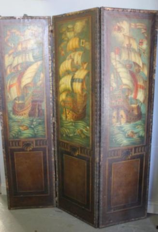 Vintage 3 Panel Painted Canvas 15e053