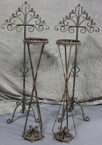 Wrought Iron Lot Including a Pair