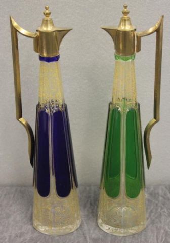 Pair of Austrian Glass Ewers.From