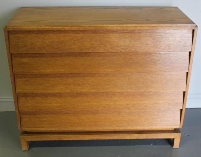 Pair of Midcentury Oak Five Drawer