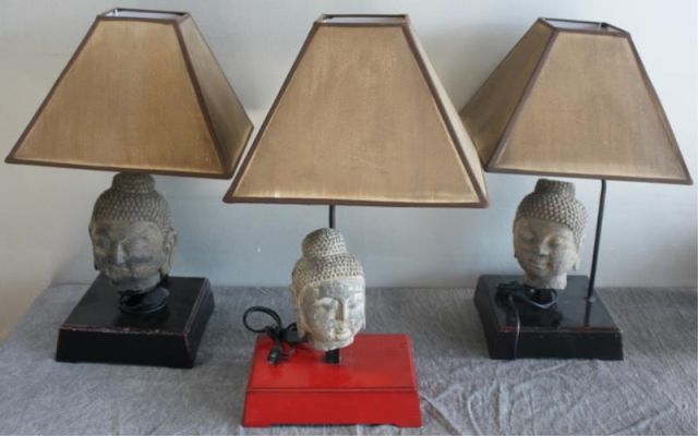 Three James Mont Style Buddha Head
