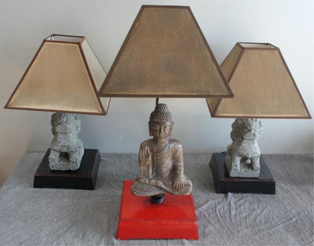 Three James Mont Style Lamps Including