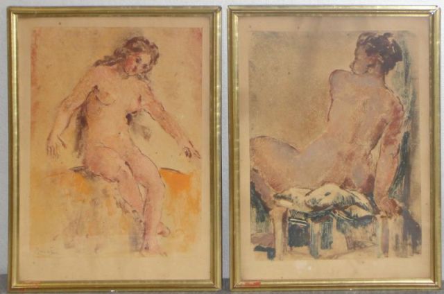 Pair of Pencil Signed Aquatint Etchings