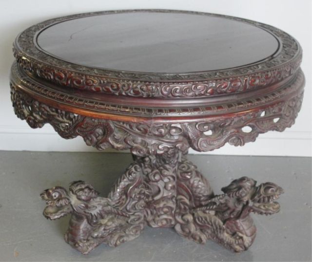 Heavily Carved Asian Dragon Table.From
