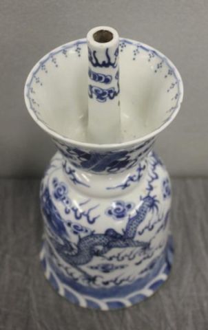 Pair of Asian Blue White Candlesticks From 15e137