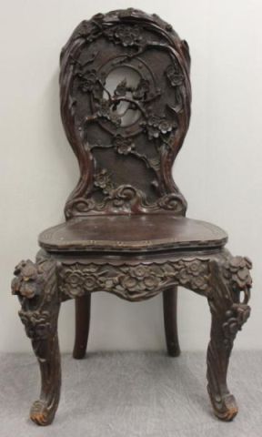 Asian Carved Wood Chair From a 15e140