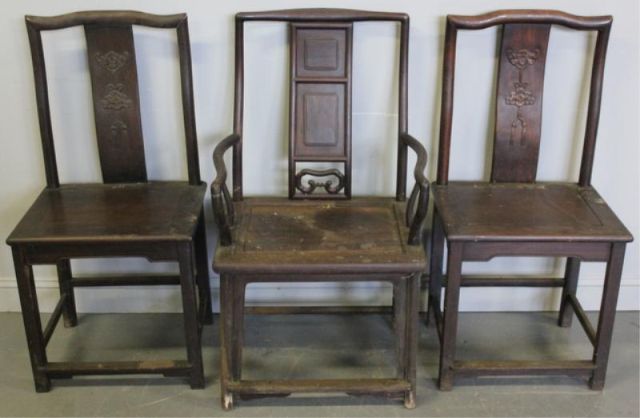 Set of 3 Chinese Antique Hardwood 15e14e