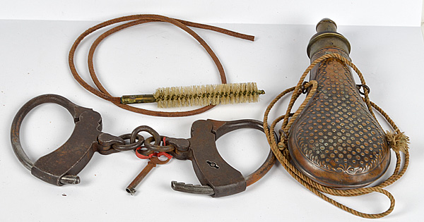 Copper Powder Flask Handcuffs and Key