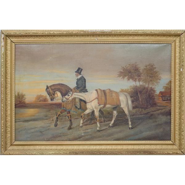 Equestrian Scene Print Chromolithograph 160bcf