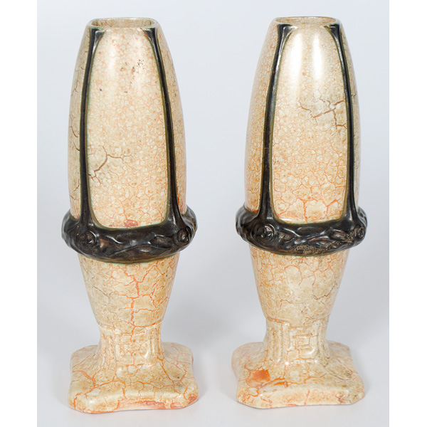 Pair of Czech Pottery Vases Czech 160bfe