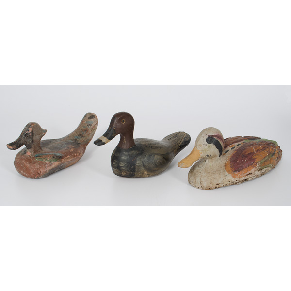 Wooden Decoys Three painted wooden 160c76