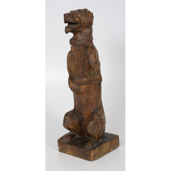 Carved Wooden Dog Sculpture American. 