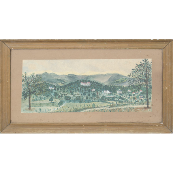 Folk Art Watercolor Landscape American