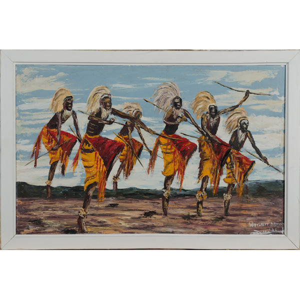 Watusti Dancing Oil on board illegible