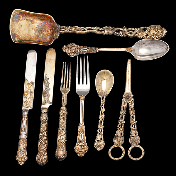 English Gilt Silver Dessert Service 160e01