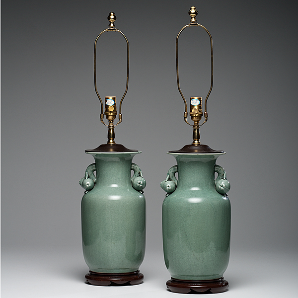 Chinese Lamps Chinese. A pair of celadon