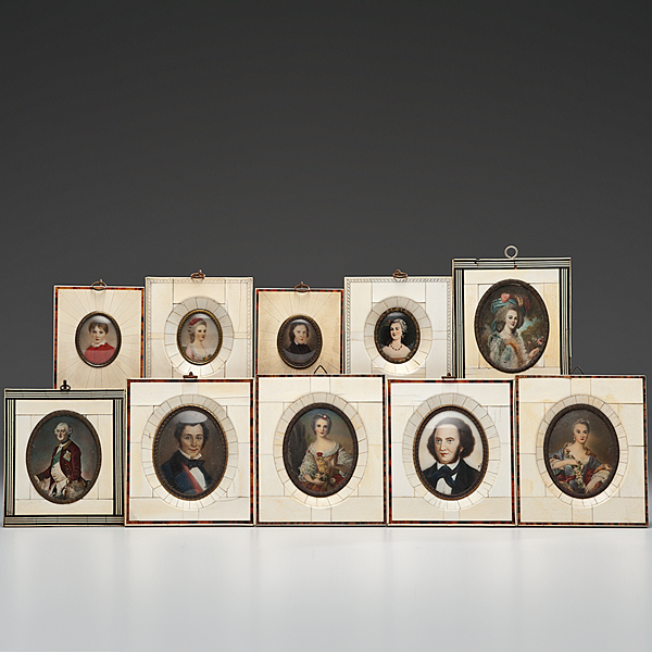 Ten Framed Continental Miniatures on