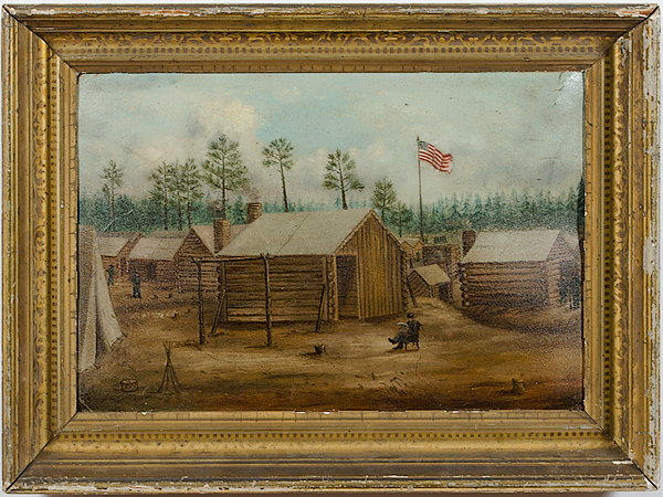 Civil War Camp Scene Oil on Canvas