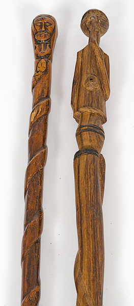 Folk Art Carved Figural Canes American