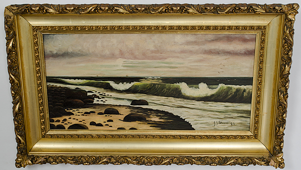 J.S. Steere Beach Scene Oil on