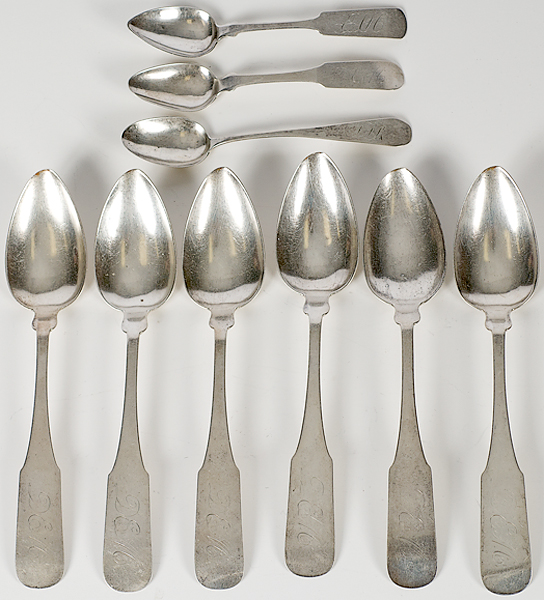 Coin Silver Spoons American. An assembled