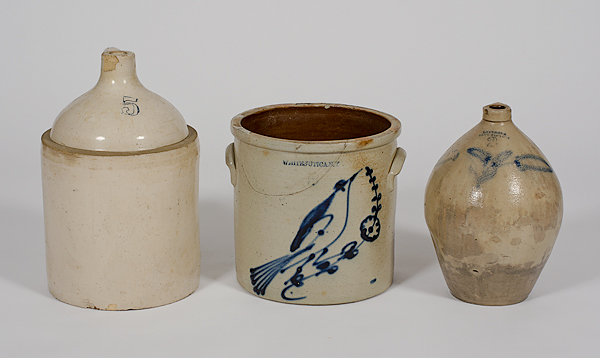 Stoneware Crock and Jugs American.