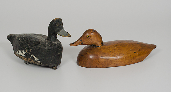 Carved Wood Decoys Two carved wood 16100e