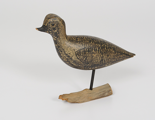 Carved Wood Shorebird Decoy A weathered