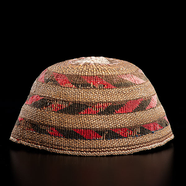 California Modoc Basketry Hat decorated