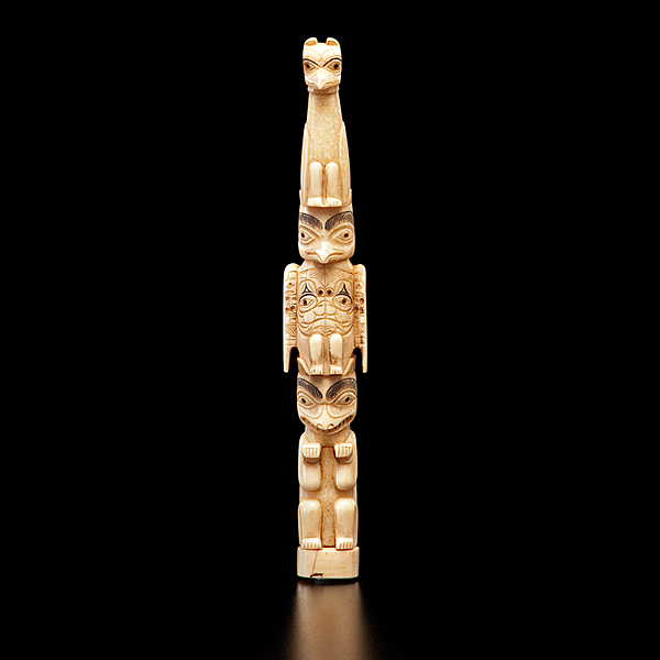 Walrus Ivory Carved Totem Pole 16107c